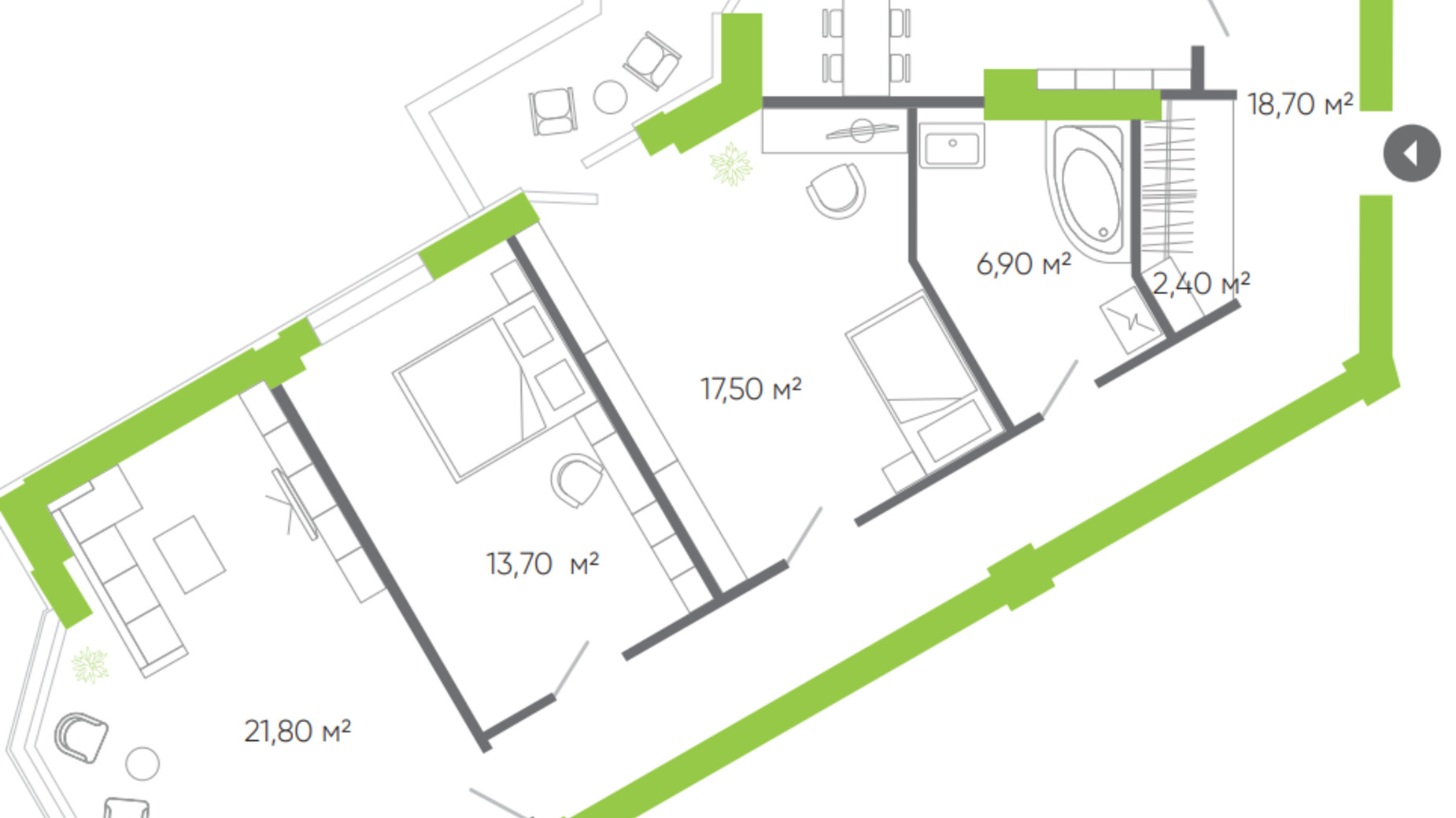 Планировка 3-комнатной квартиры в ЖК Оселя парк 104.4 м², фото 388475