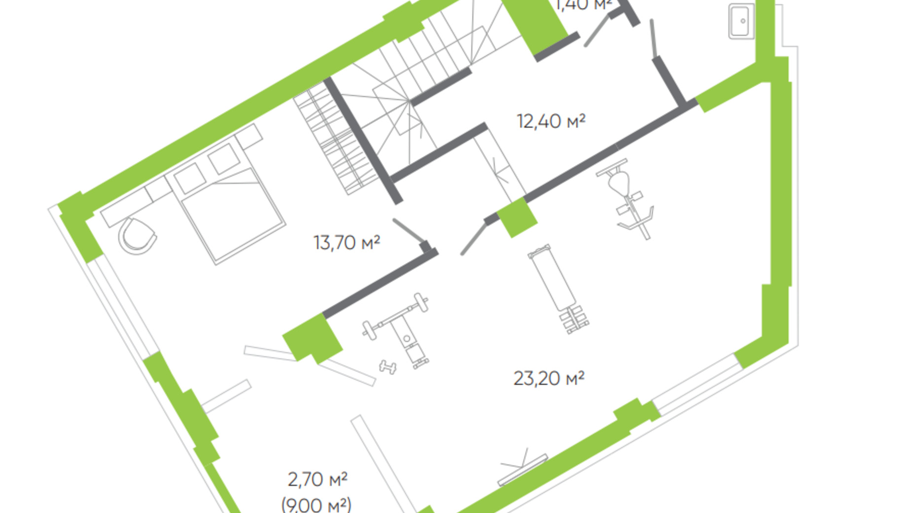 Планировка много­уровневой квартиры в ЖК Оселя парк 136.6 м², фото 388671