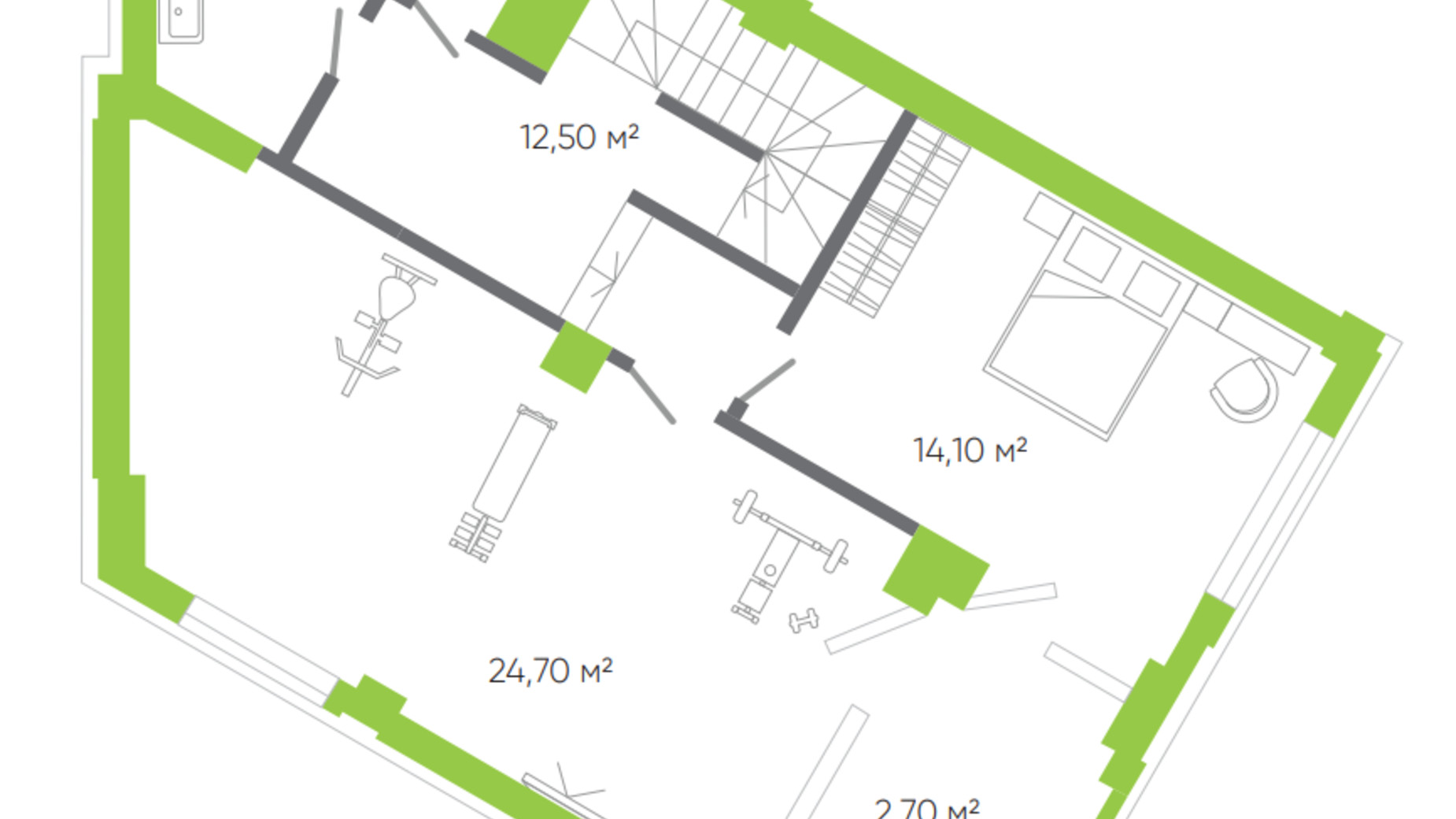 Планировка много­уровневой квартиры в ЖК Оселя парк 145.7 м², фото 388682