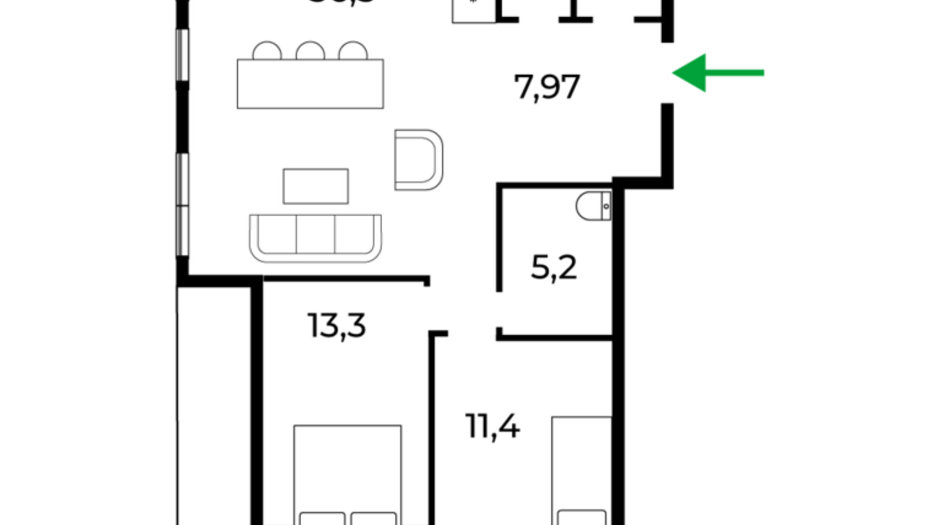 Планування 3-кімнатної квартири в ЖК Sky Towers 83 м², фото 390398
