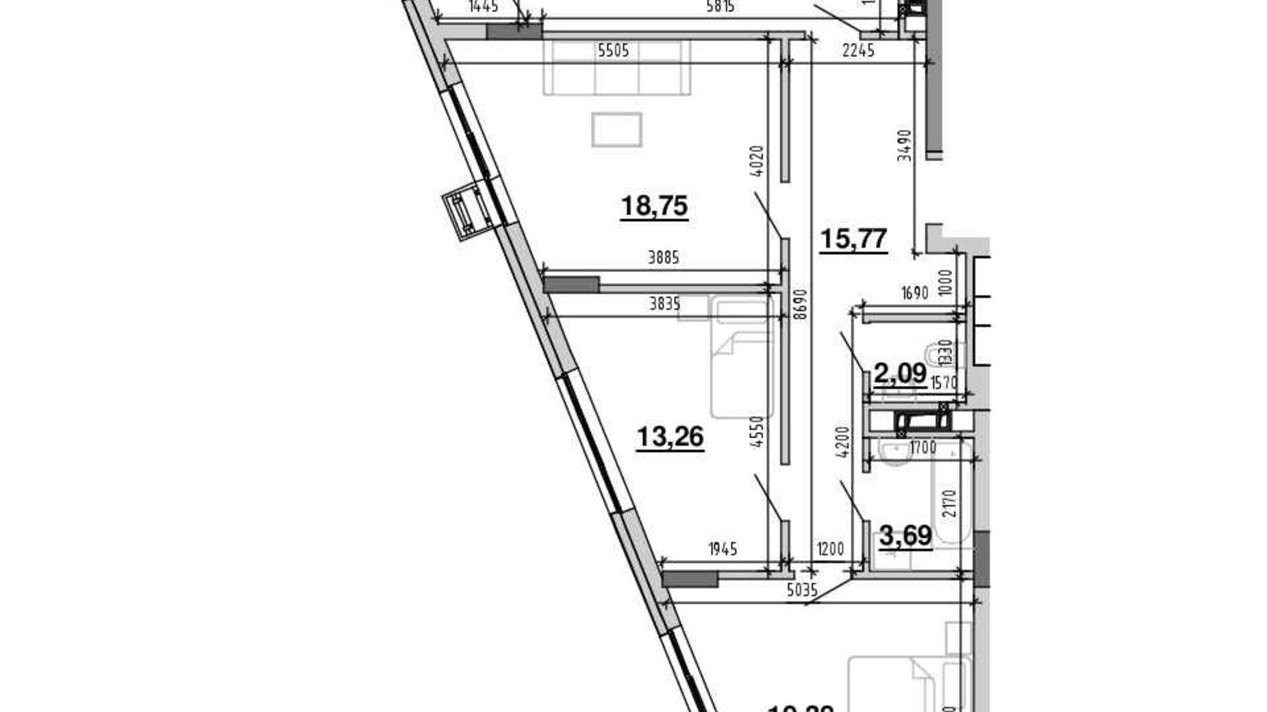 Планування 3-кімнатної квартири в ЖК Містечко Підзамче 100.01 м², фото 391141