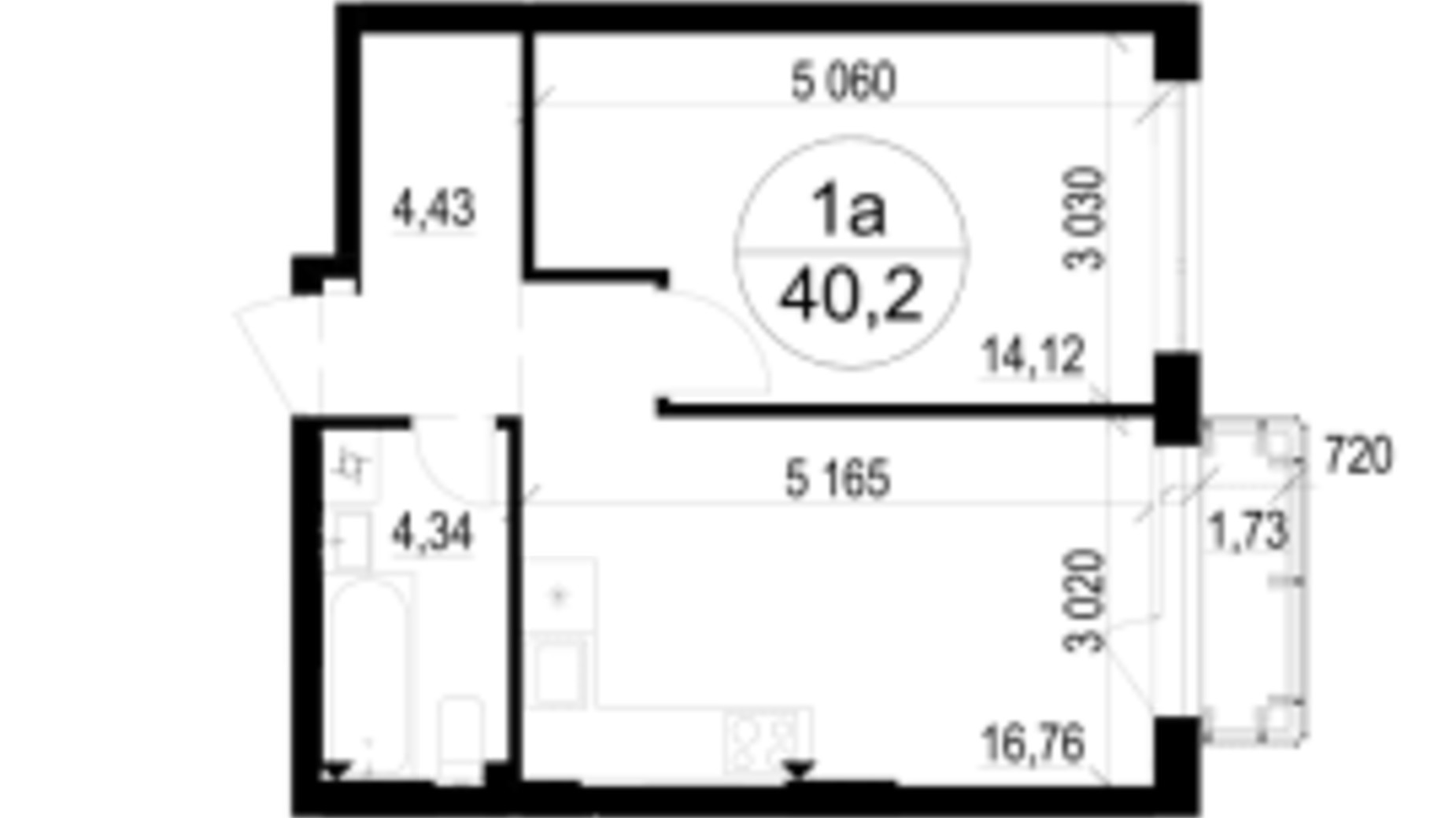 Планировка 1-комнатной квартиры в ЖК Гринвуд-3 40.2 м², фото 391597