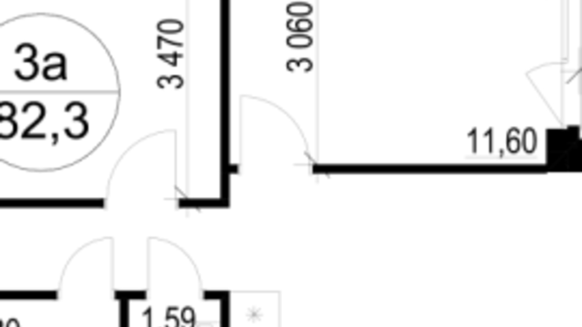 Планировка 3-комнатной квартиры в ЖК Гринвуд-3 82.3 м², фото 391603