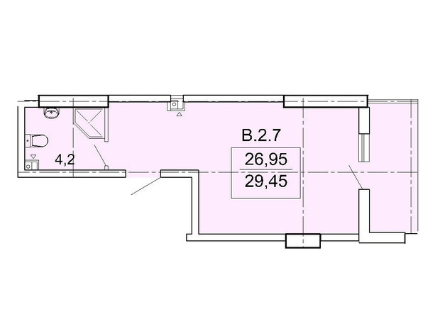 ЖК Акрополь: планування 1-кімнатної квартири 29.45 м² ЖК Акрополь: планування 1-кімнатної квартири 29.45 м²