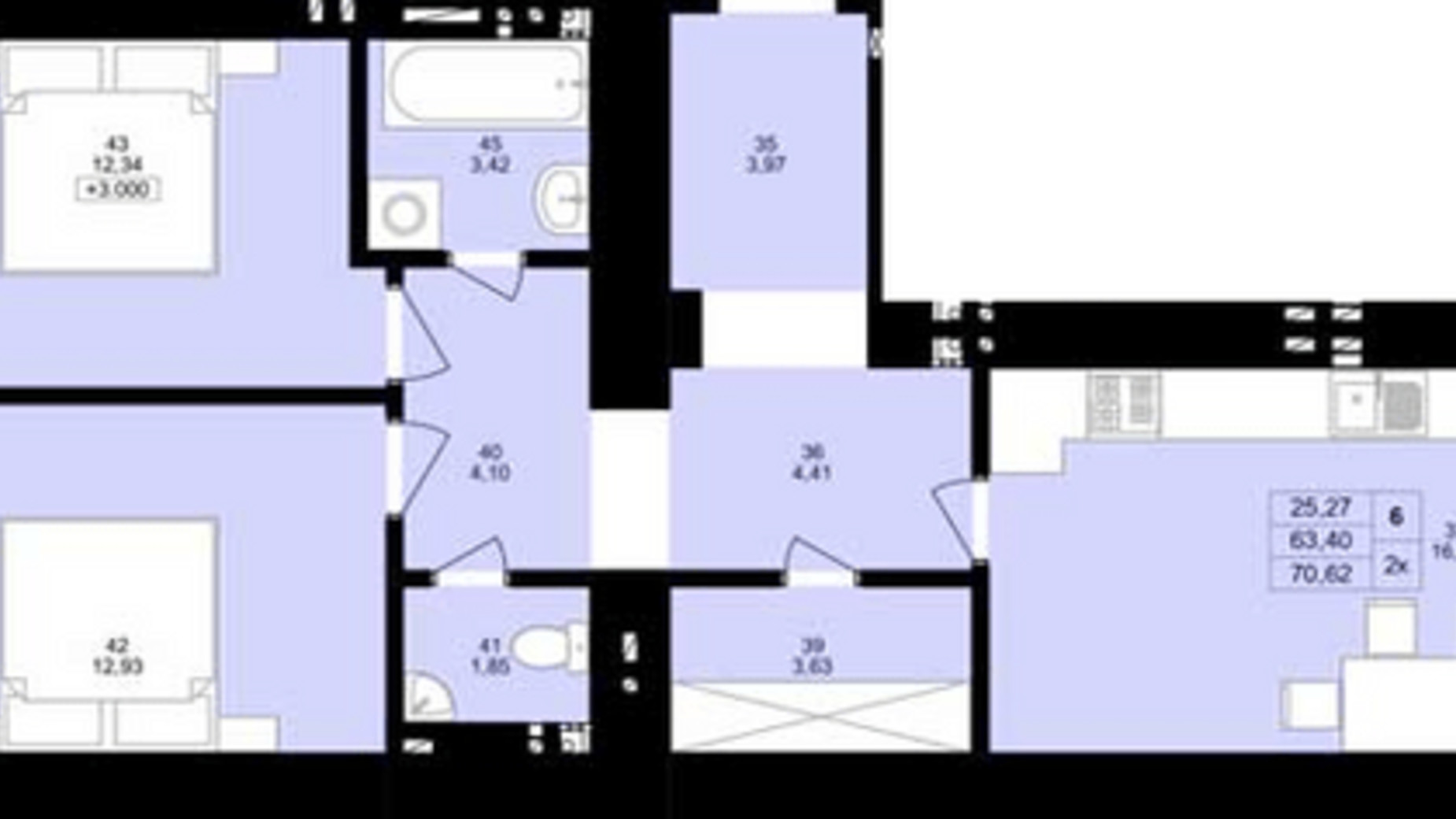 Планировка 2-комнатной квартиры в ЖК Затишний двір 65 м², фото 392448