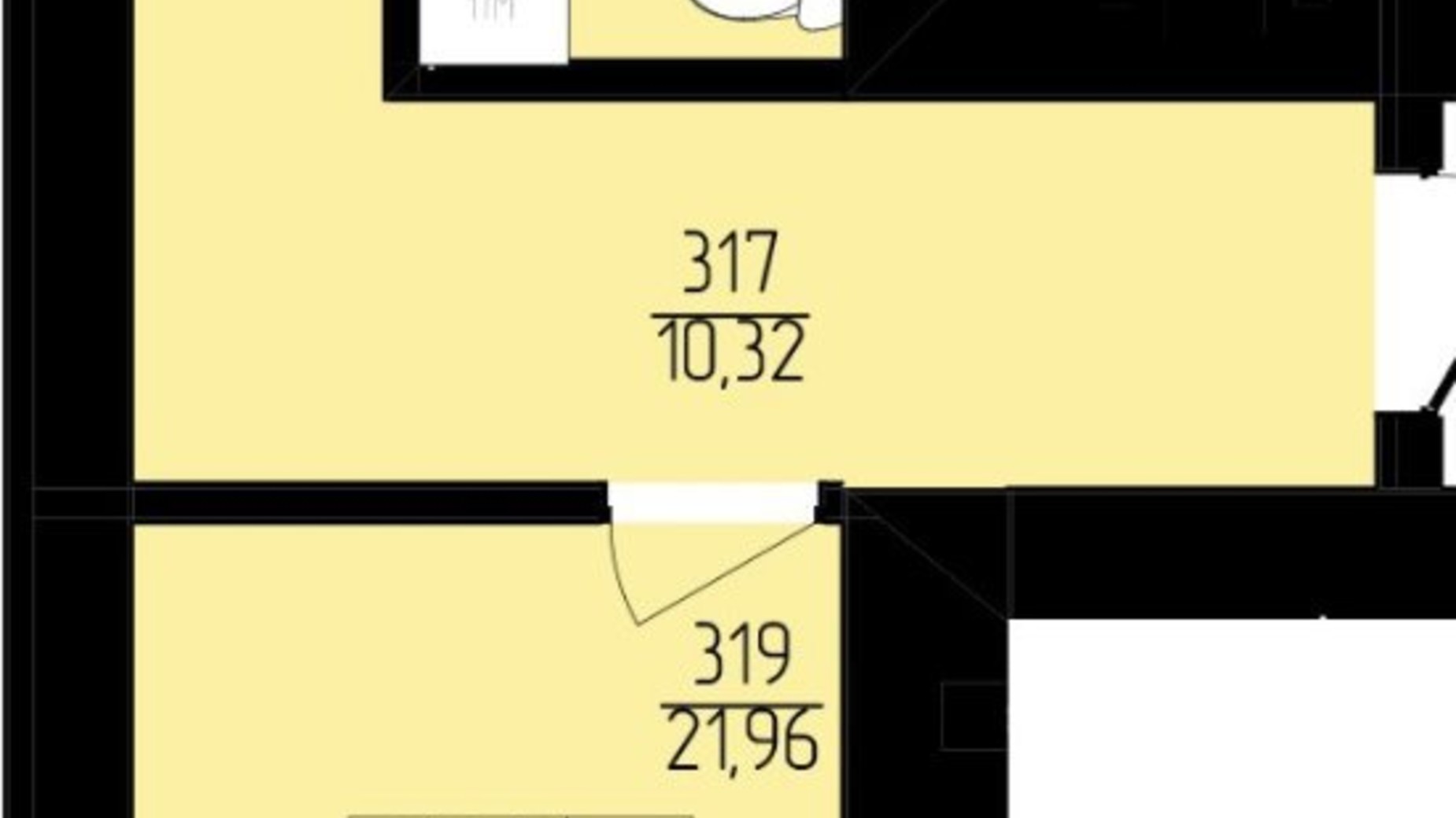 Планування 1-кімнатної квартири в ЖК Янтарний 44.58 м², фото 392644