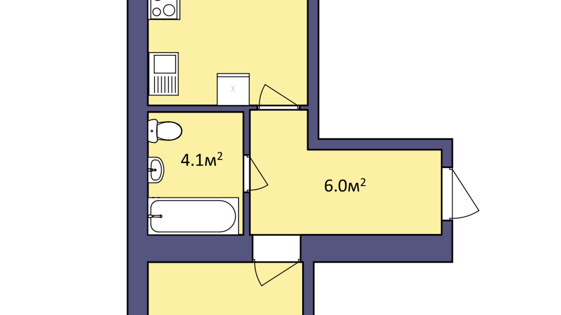 Планування 1-кімнатної квартири в ЖК Dream Park 44.9 м², фото 393002