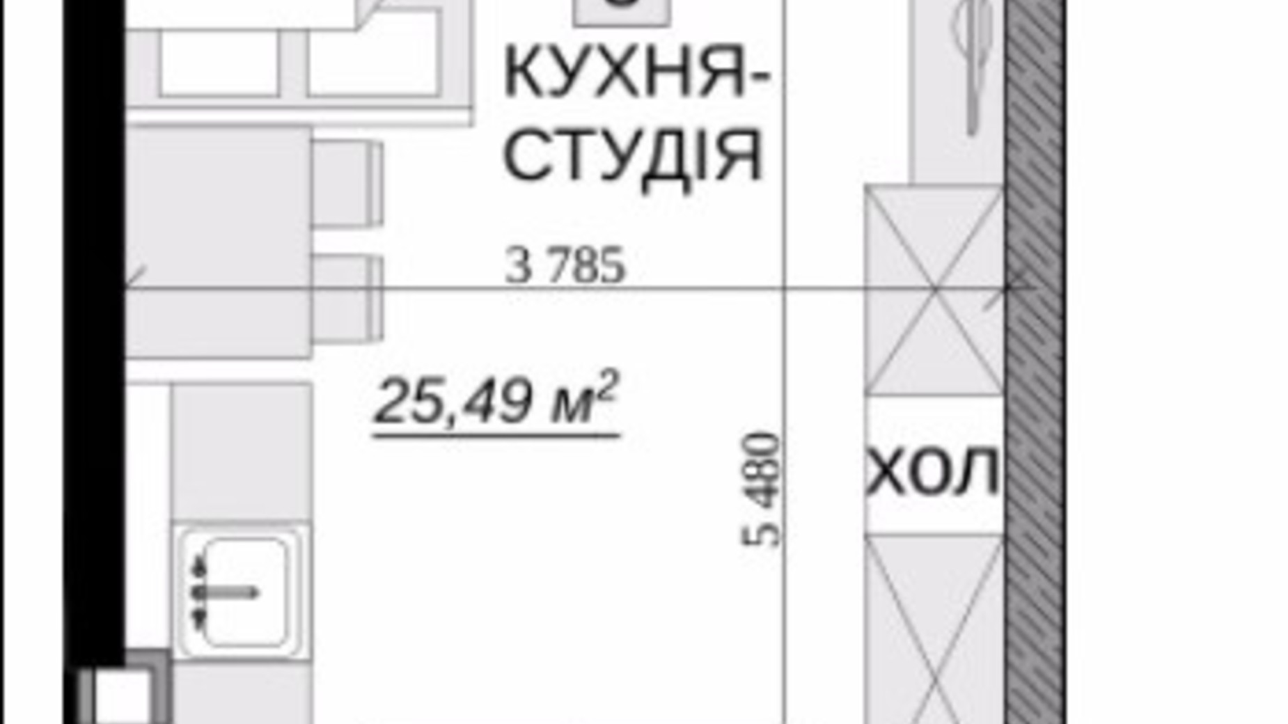 Планування смарт квартири в ЖК Якісне житло 30.4 м², фото 393420