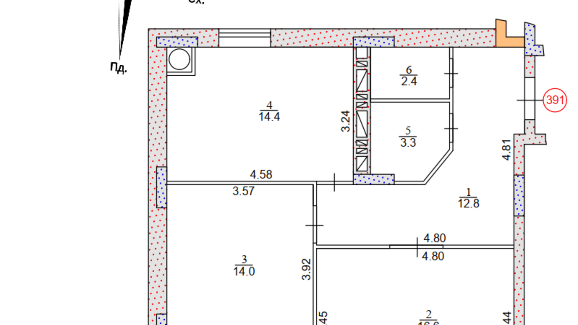 Планировка 2-комнатной квартиры в ЖК Панорама 67.6 м², фото 394079