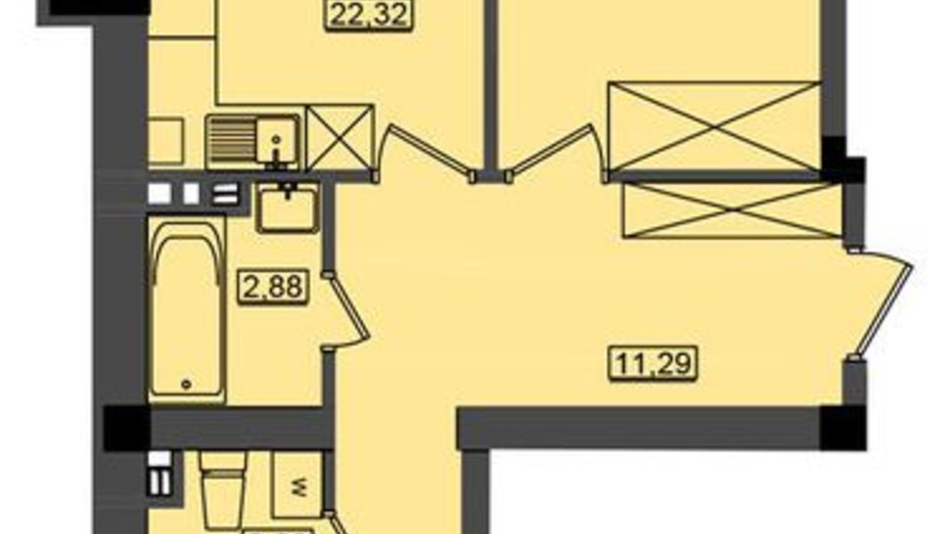 Планировка 2-комнатной квартиры в ЖК Дом у моря Premier 73.12 м², фото 395861