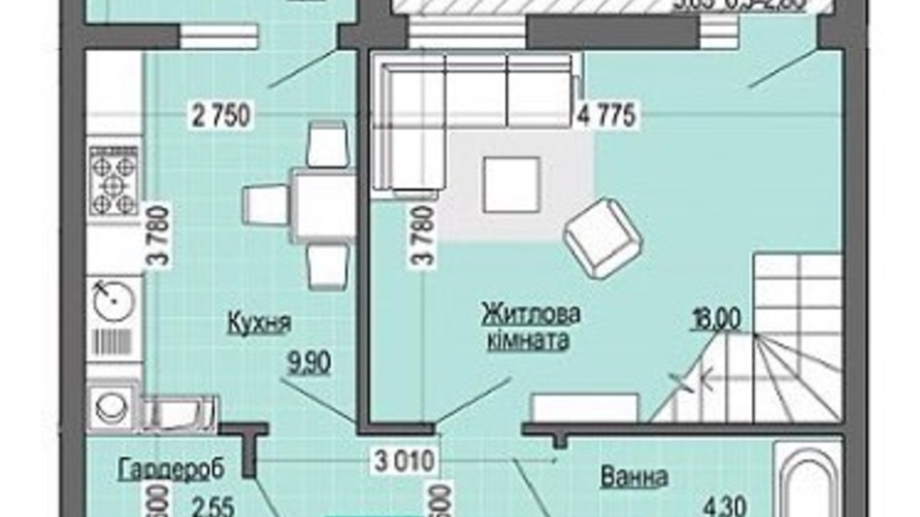 Планування багато­рівневої квартири в ЖК Senator 91.5 м², фото 396583