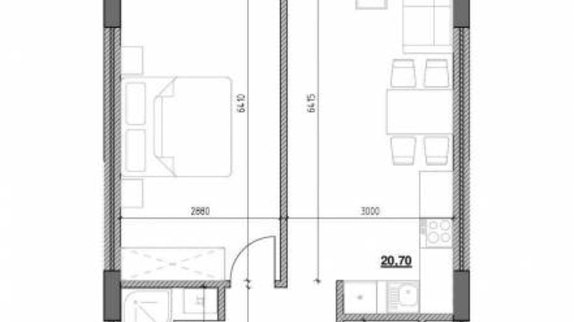 Планировка 1-комнатной квартиры в ЖК Голоські кручі 49.72 м², фото 396949