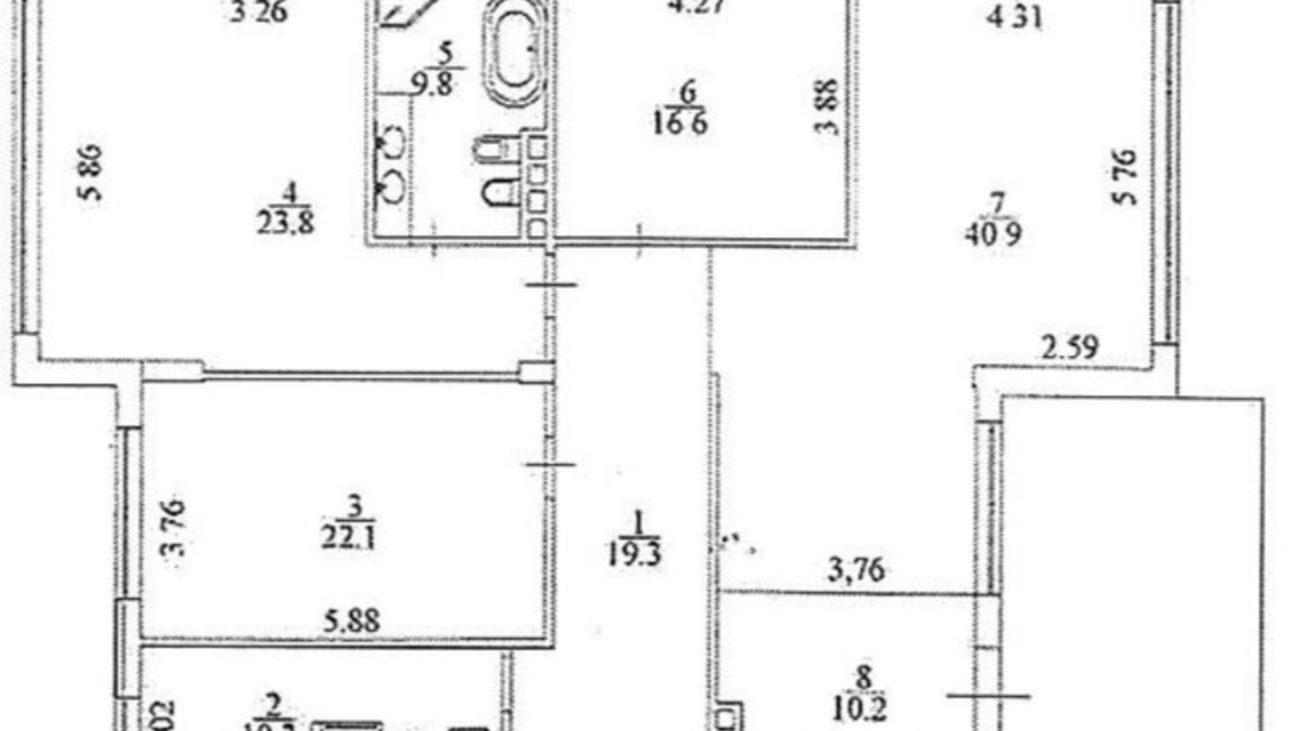 Планировка 3-комнатной квартиры в Клубный дом InCo Home на Подоле 180 м², фото 397850