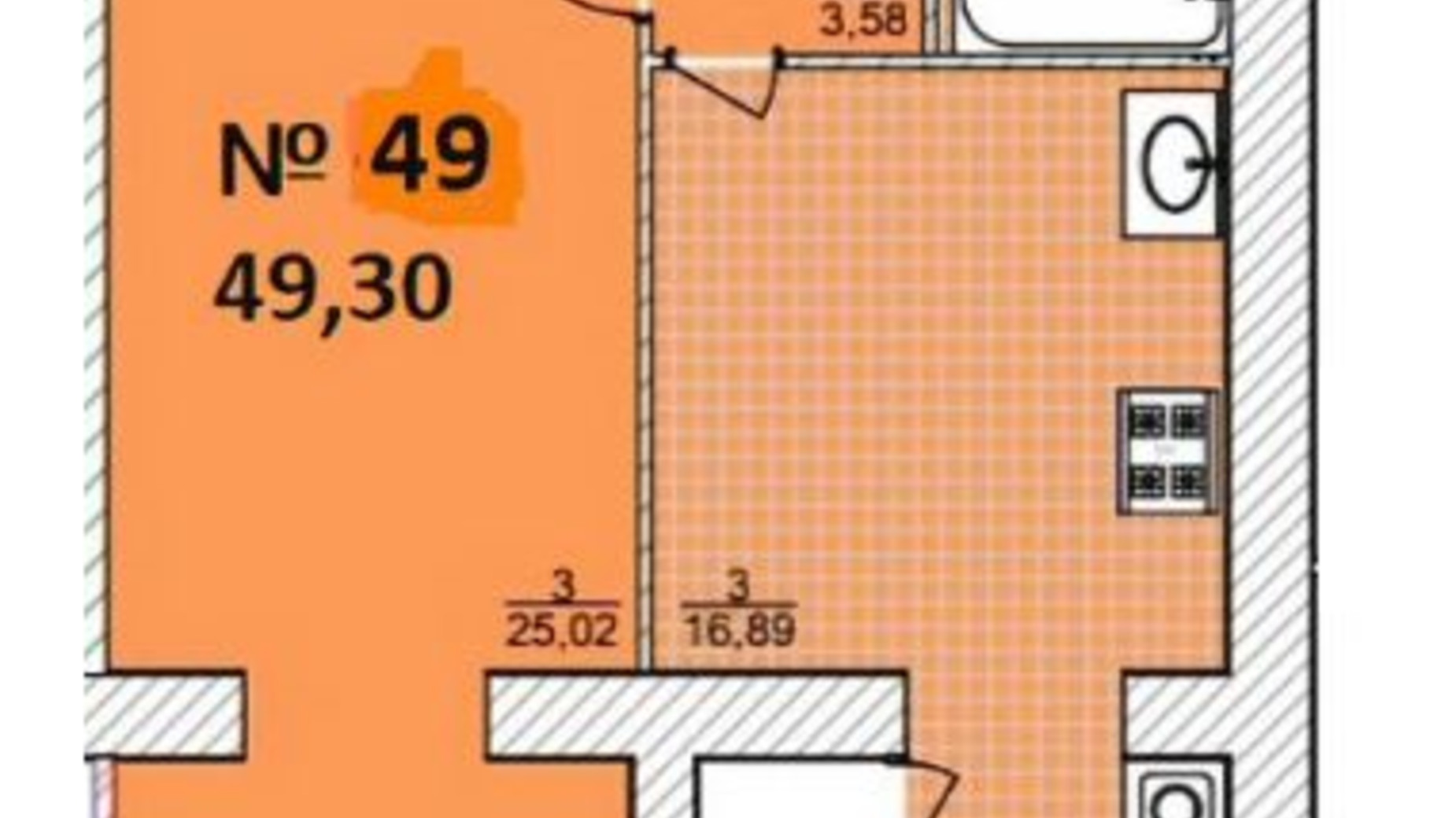 Планування 1-кімнатної квартири в ЖК Sofiya 2 49.3 м², фото 398411