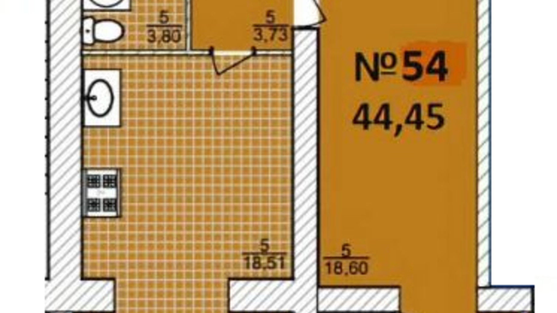 Планировка 1-комнатной квартиры в ЖК Sofiya 2 44.45 м², фото 398427