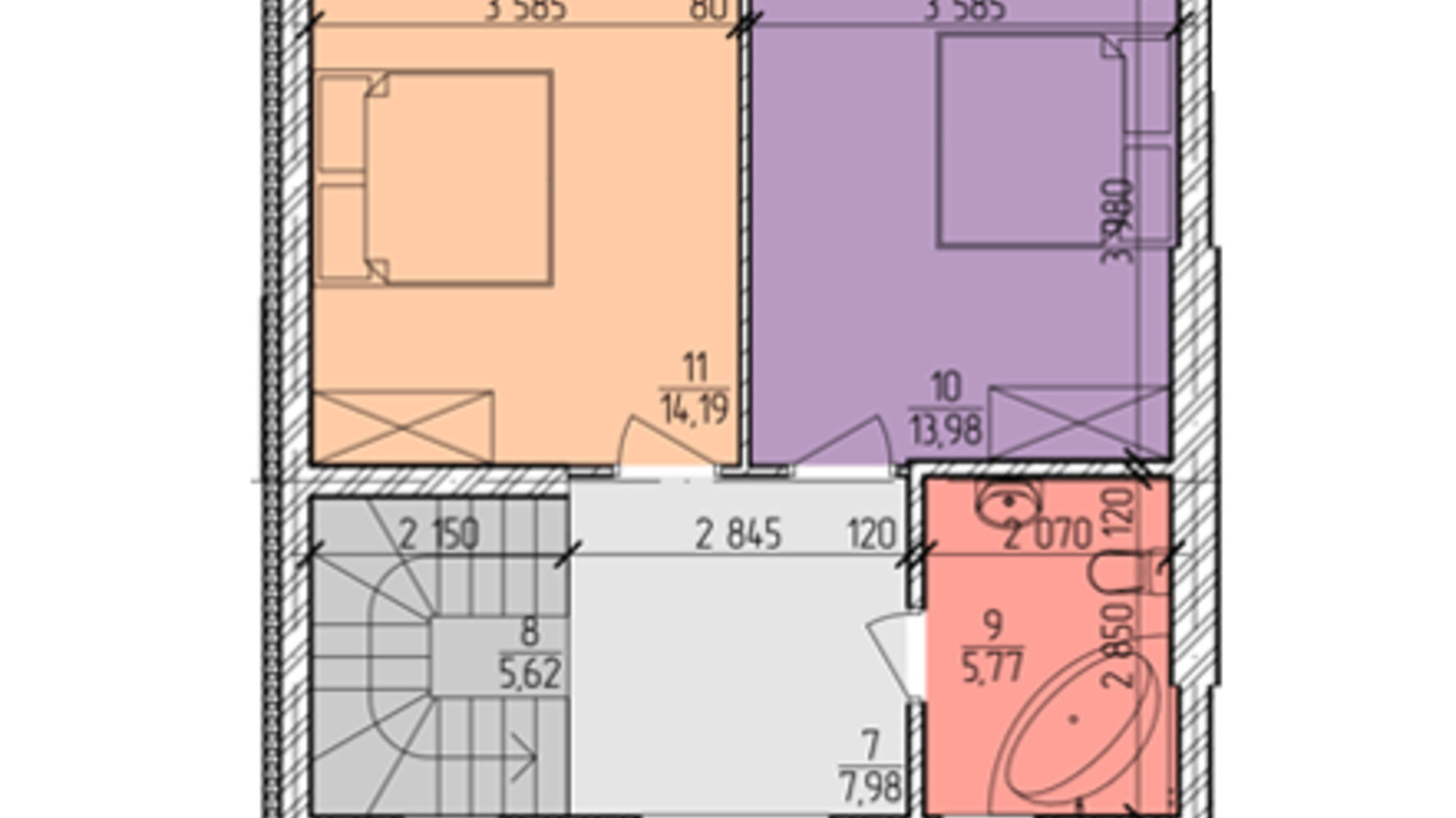 Планировка таунхауса в Таунхаусы Дизайн парк 94 м², фото 399536
