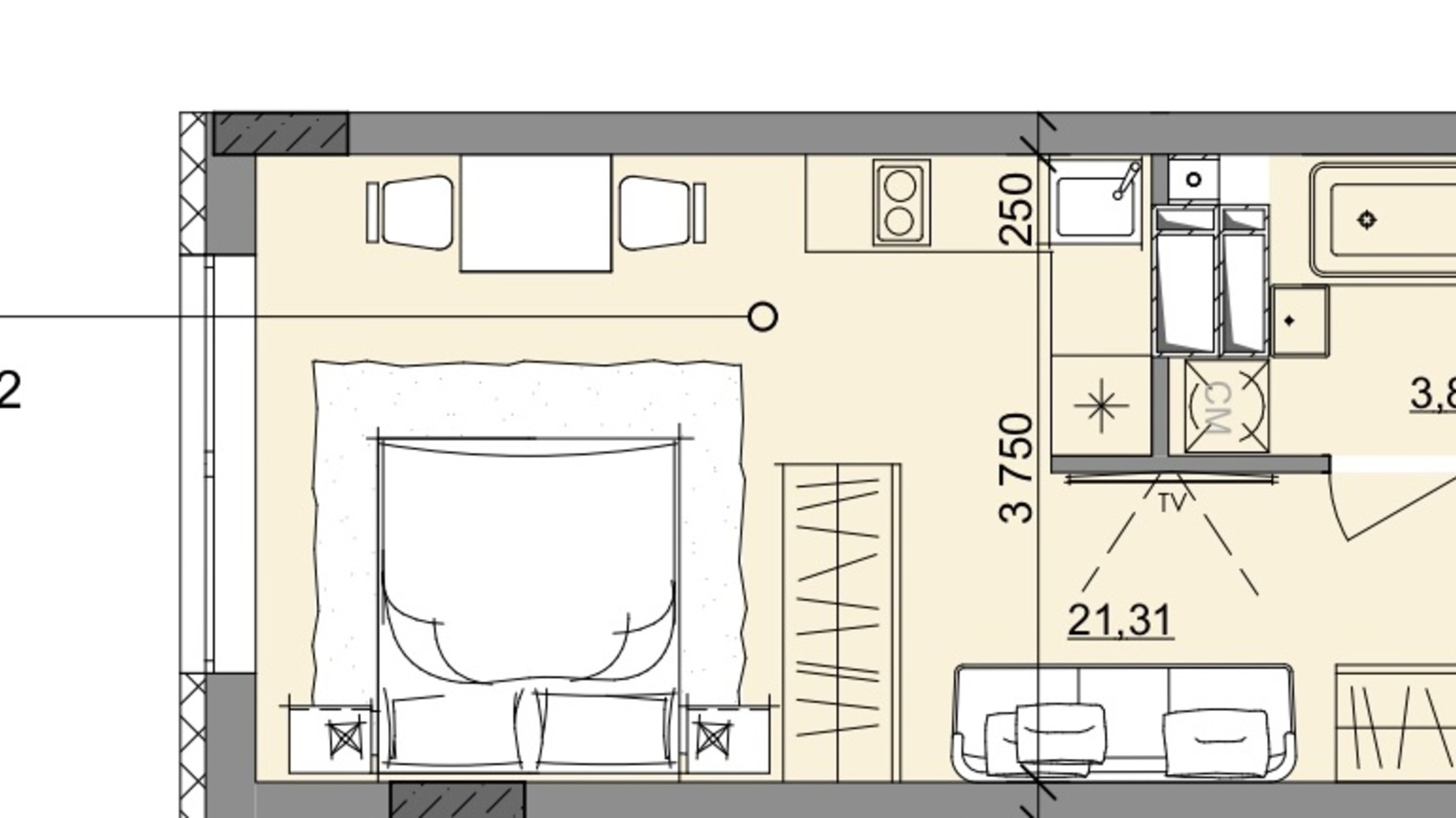 Планування смарт квартири в ЖК Акварель 10 28.76 м², фото 400072