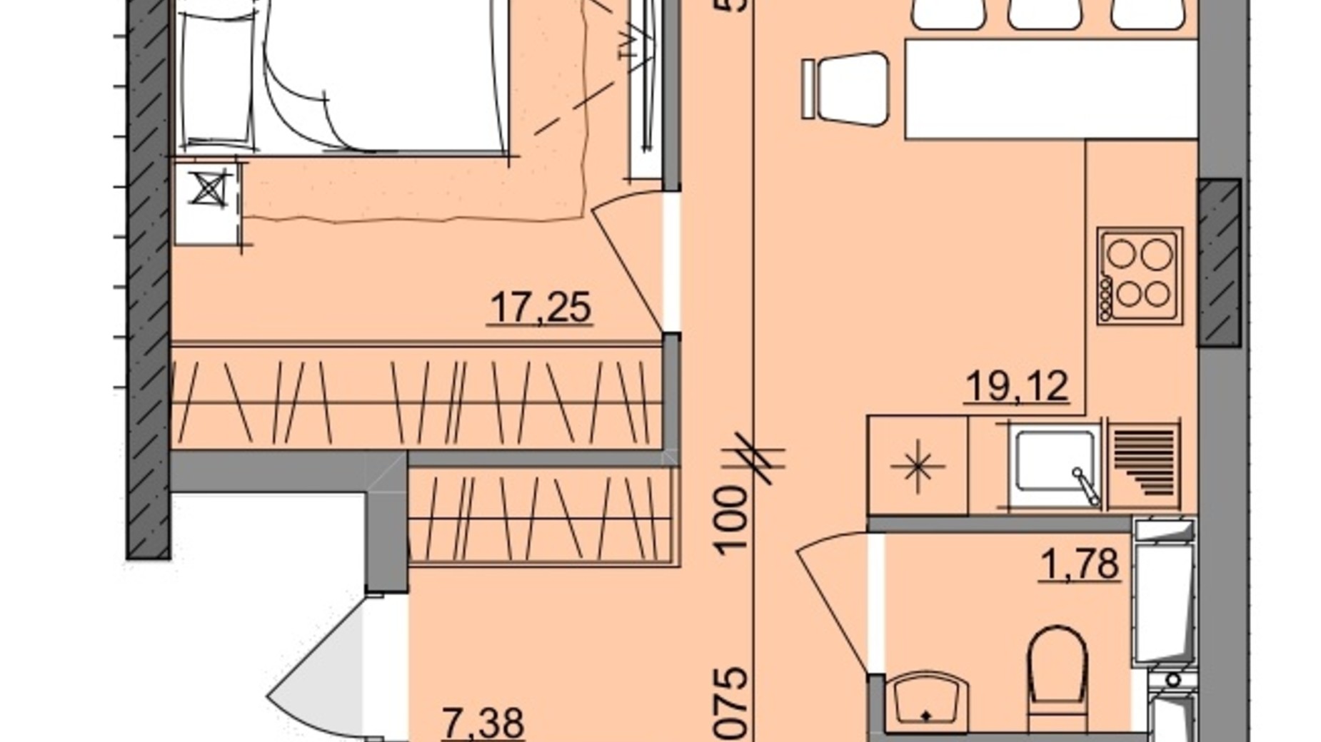 Планировка 2-комнатной квартиры в ЖК Акварель 10 63.72 м², фото 400153