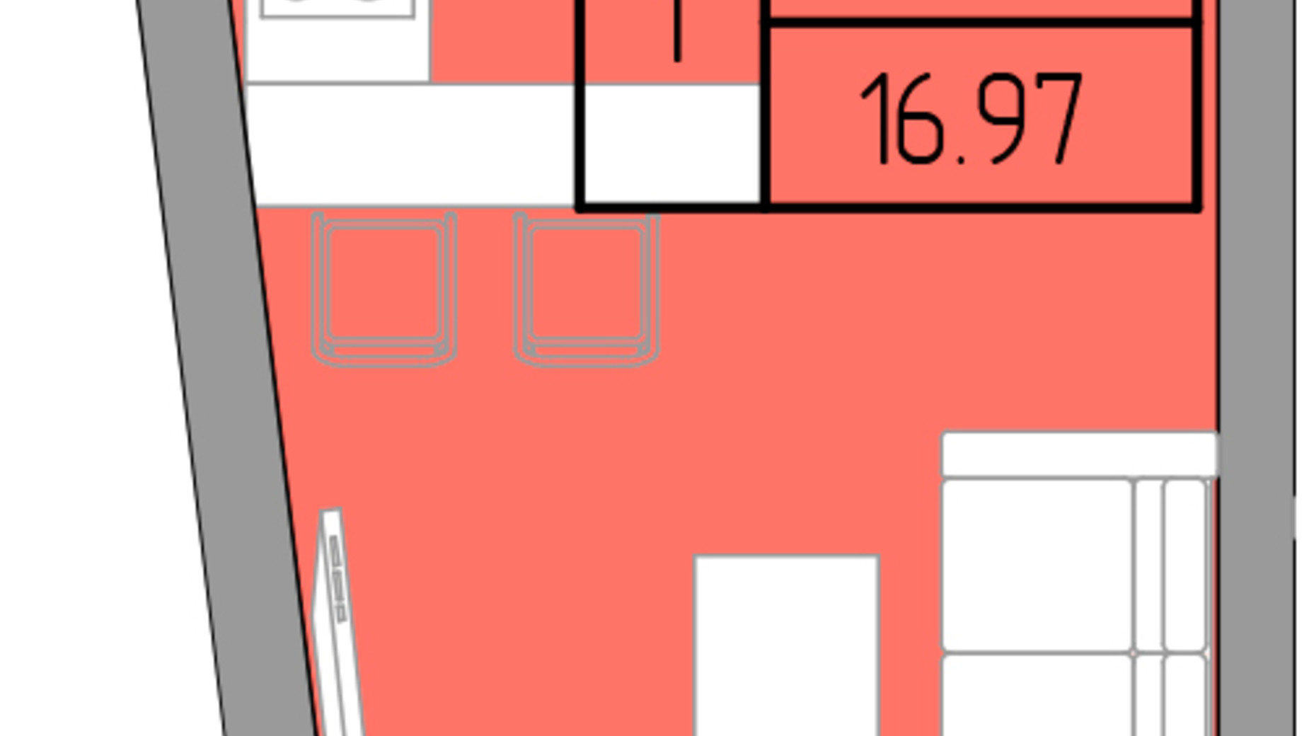 Планування 1-кімнатної квартири в ЖК Акварель 3 26.4 м², фото 400541