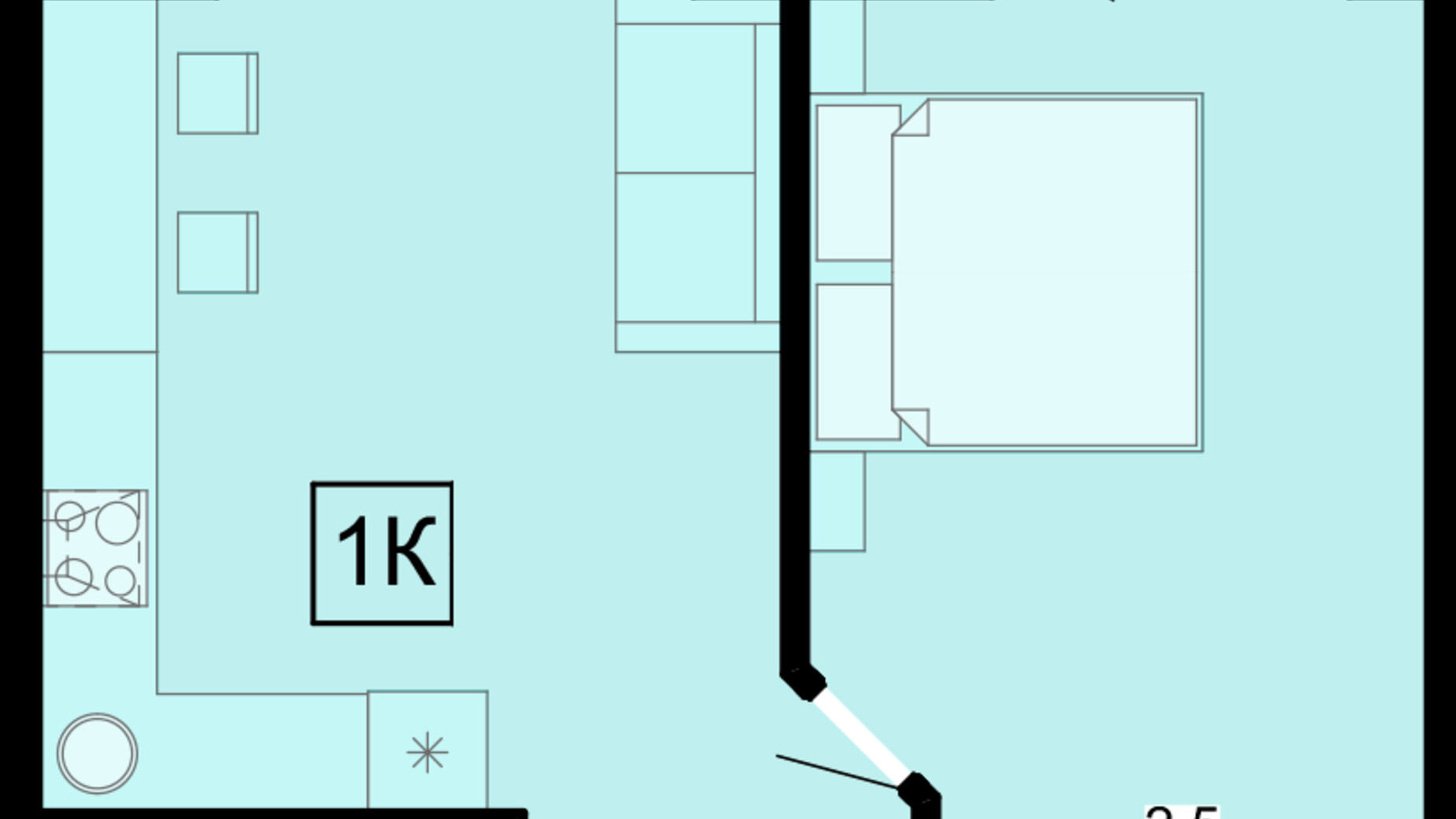 Планировка 1-комнатной квартиры в ЖК Акварель 4 44.7 м², фото 400557