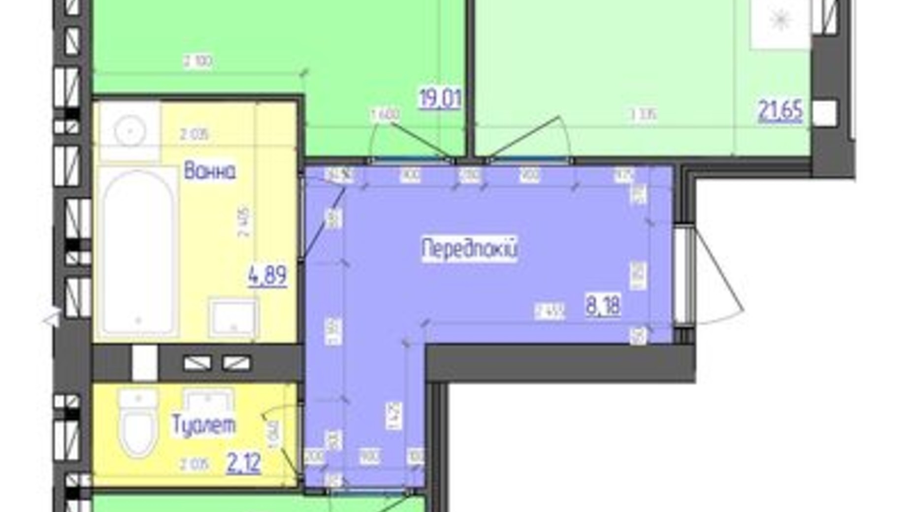 Планировка 2-комнатной квартиры в ЖК Семейный 75.28 м², фото 400935