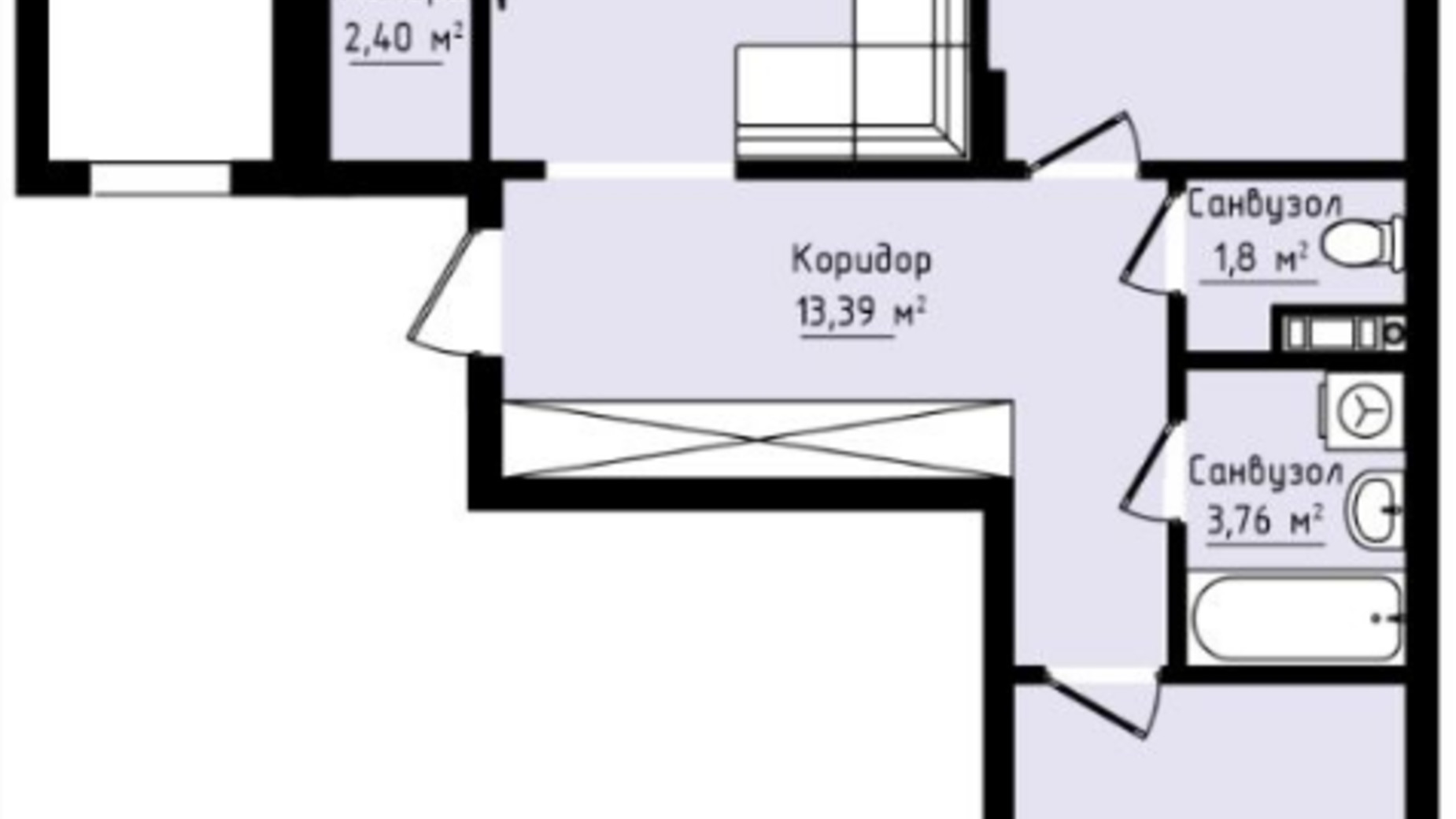 Планировка 3-комнатной квартиры в ЖК Globus Premium 84.71 м², фото 401377