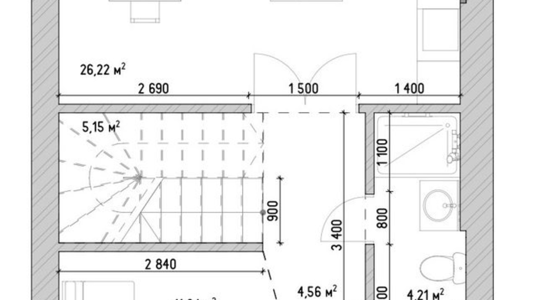 Планування 3-кімнатної квартири в Таунхаус Twin House 108 м², фото 401653