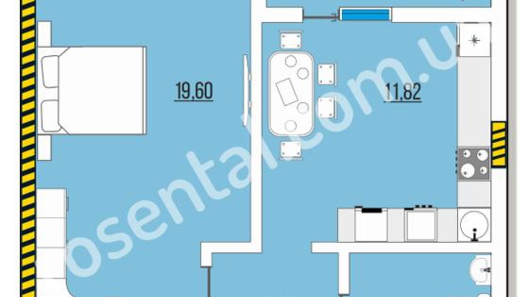 Планування 1-кімнатної квартири в ЖК Розенталь 44.74 м², фото 401665