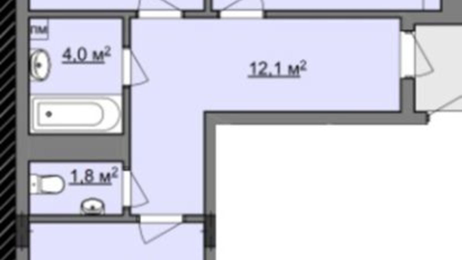 Планировка 2-комнатной квартиры в ЖК Фортеця 80.39 м², фото 401750