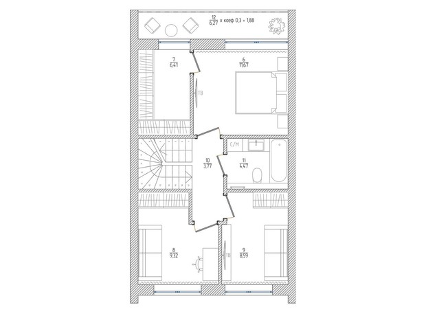 КГ Family House: планировка 4-комнатной квартиры 95 м²