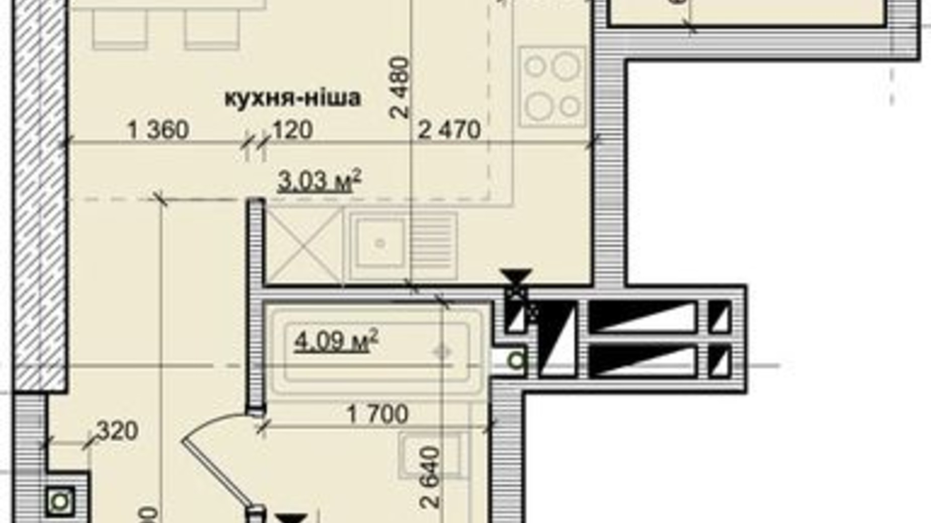 Планировка 1-комнатной квартиры в ЖК Берестейский 47.59 м², фото 402271