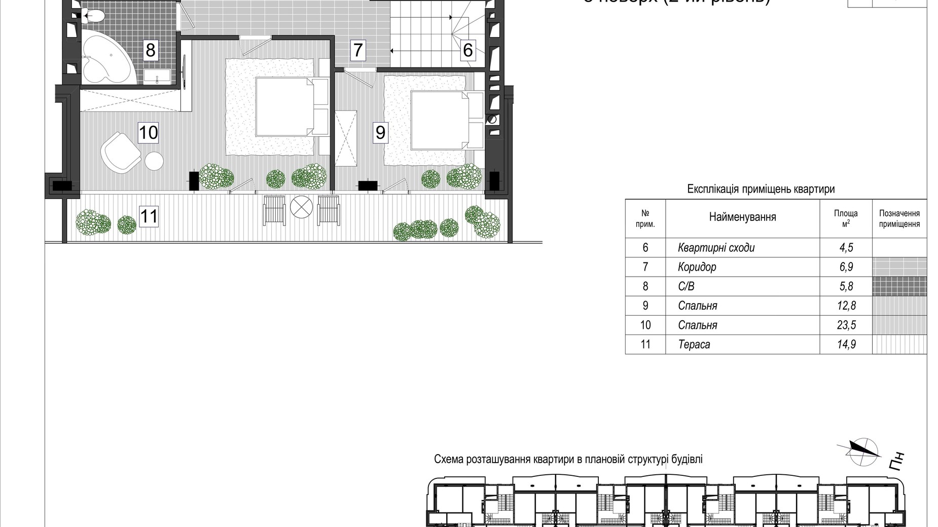 Планировка много­уровневой квартиры в ЖК Женевьева-2 114 м², фото 40384