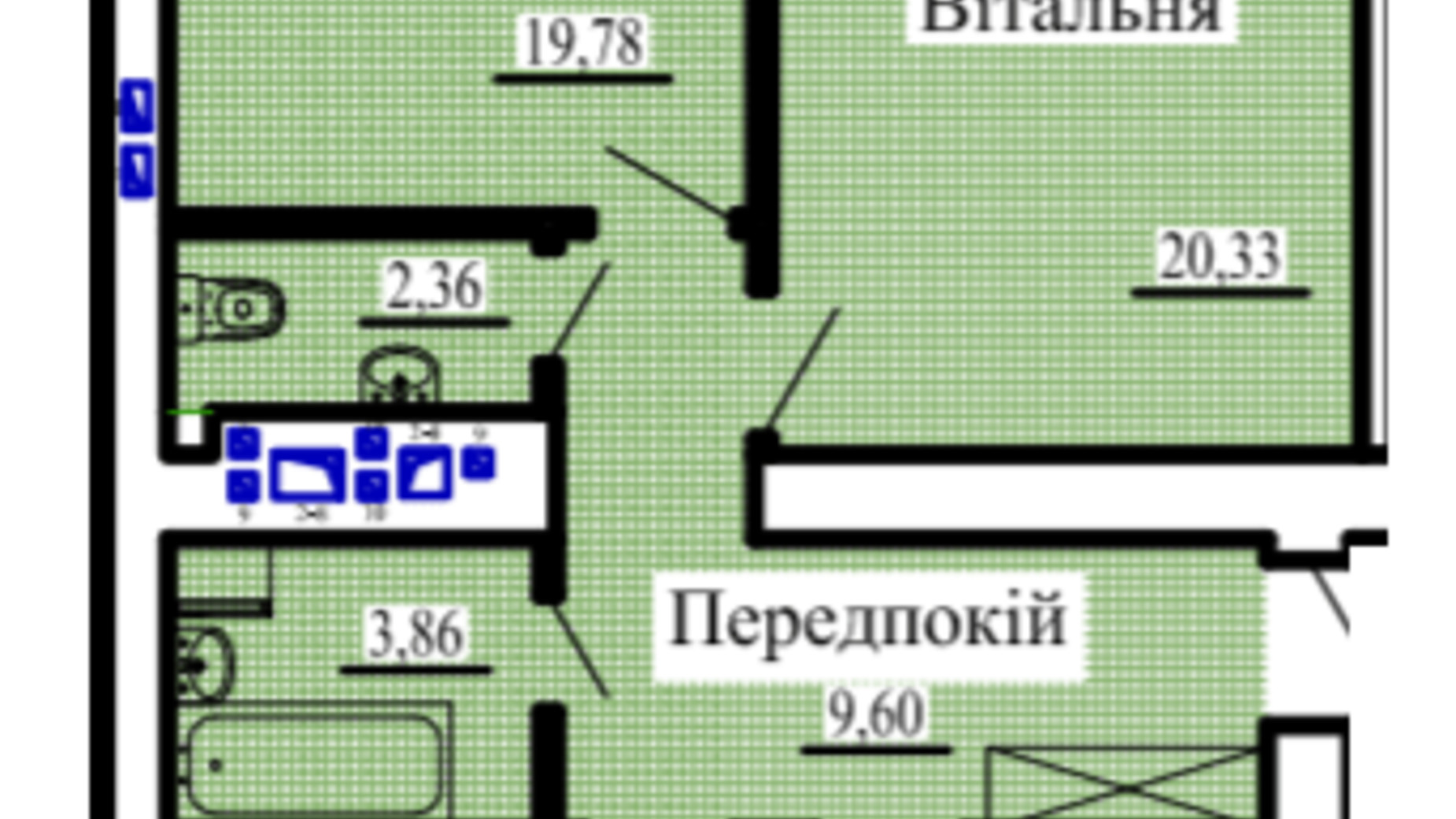 Планування 3-кімнатної квартири в ЖК Нова Барселона 85.77 м², фото 403931