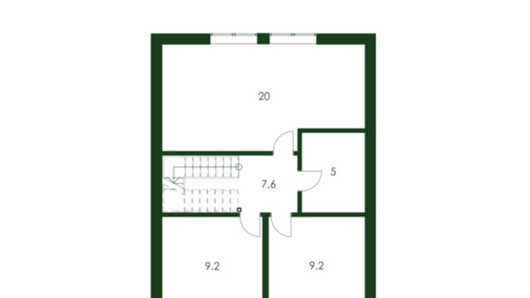 Планировка таунхауса в КГ Дубы 100 м², фото 404379