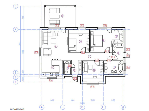 КГ Vision: планировка 3-комнатной квартиры 108.4 м²