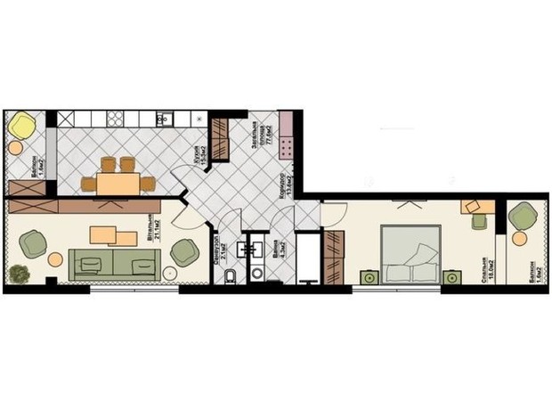 ЖК Счастливая Семья: планировка 2-комнатной квартиры 77.6 м²