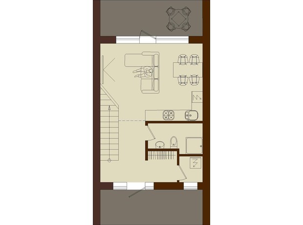 Таунхаус Kopyly Club: планування 2-кімнатної квартири 86 м²