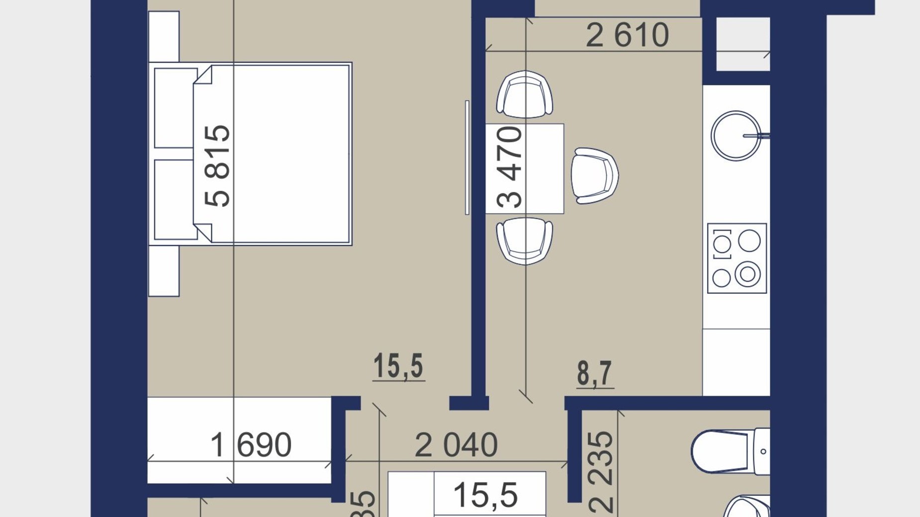 Планировка 1-комнатной квартиры в ЖК Набережный 36.3 м², фото 405463