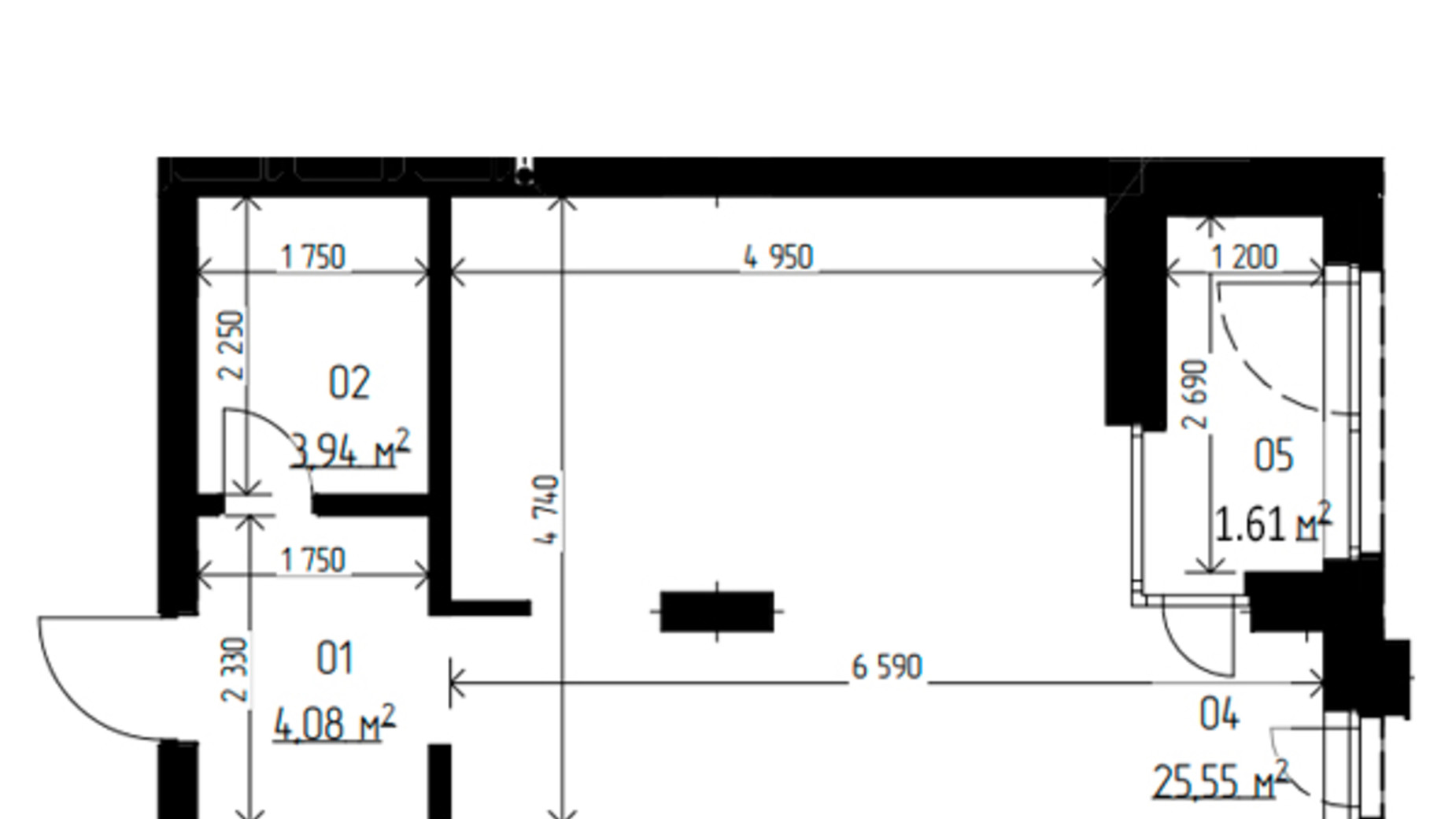 Планування 1-кімнатної квартири в ЖК Laketown 35.18 м², фото 405970
