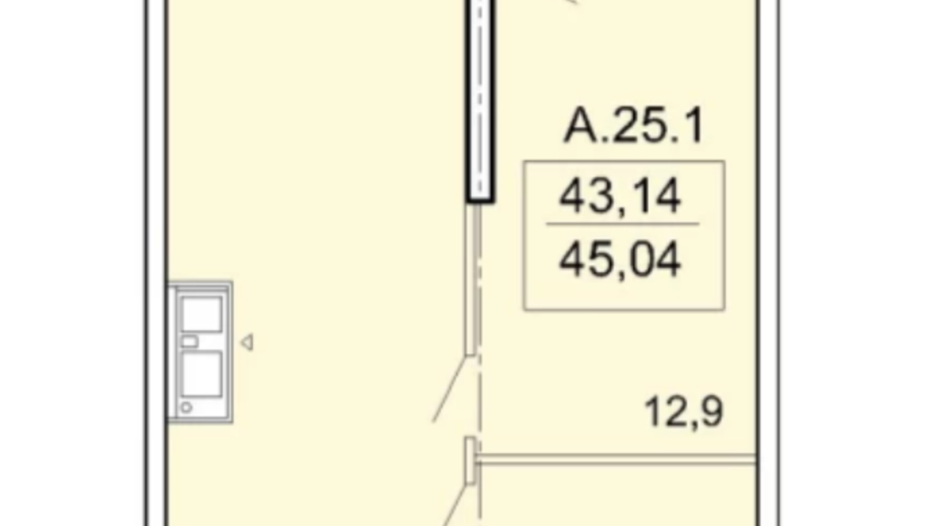 Планування 1-кімнатної квартири в ЖК Акрополь 45.04 м², фото 407308