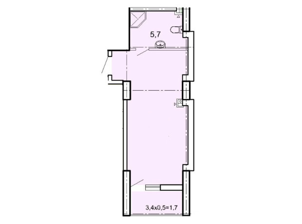 ЖК Акрополь: планировка 1-комнатной квартиры 33.77 м² ЖК Акрополь: планировка 1-комнатной квартиры 33.77 м²