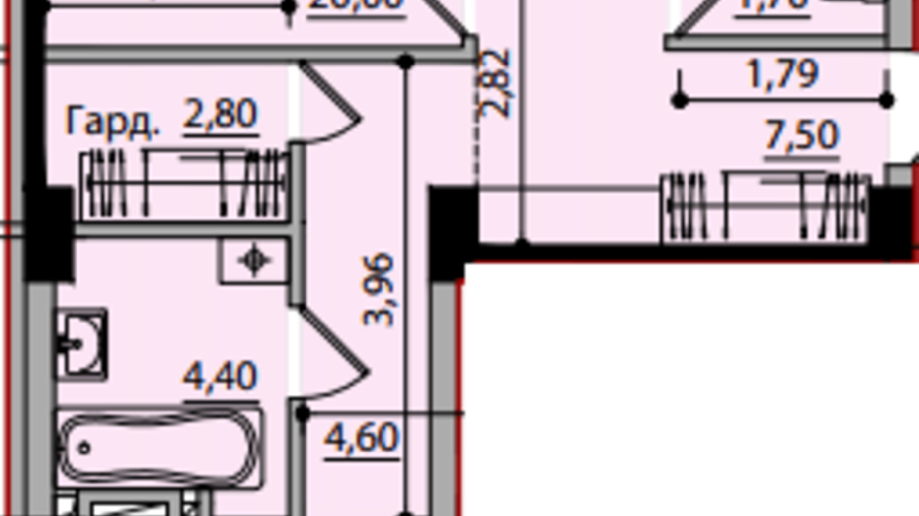 Планування 2-кімнатної квартири в ЖК Avtor 68.8 м², фото 407526