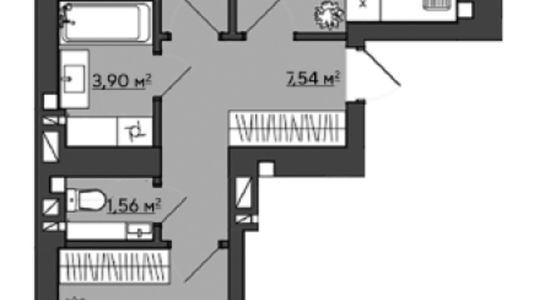 Планировка 2-комнатной квартиры в ЖК Галицкий 66.81 м², фото 407634