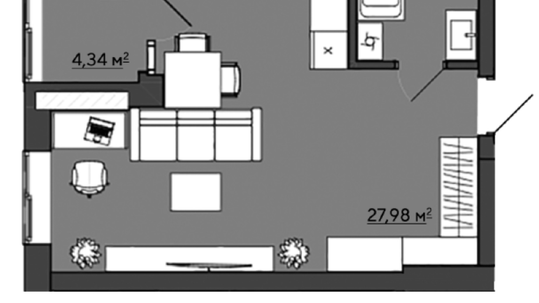 Планування 1-кімнатної квартири в ЖК Галицький 36.71 м², фото 407702
