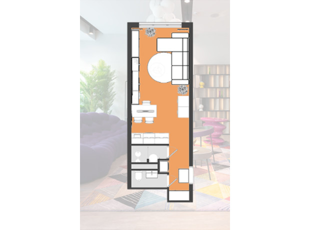 ЖК Караваєві Дачі: планування 1-кімнатної квартири 26.7 м²