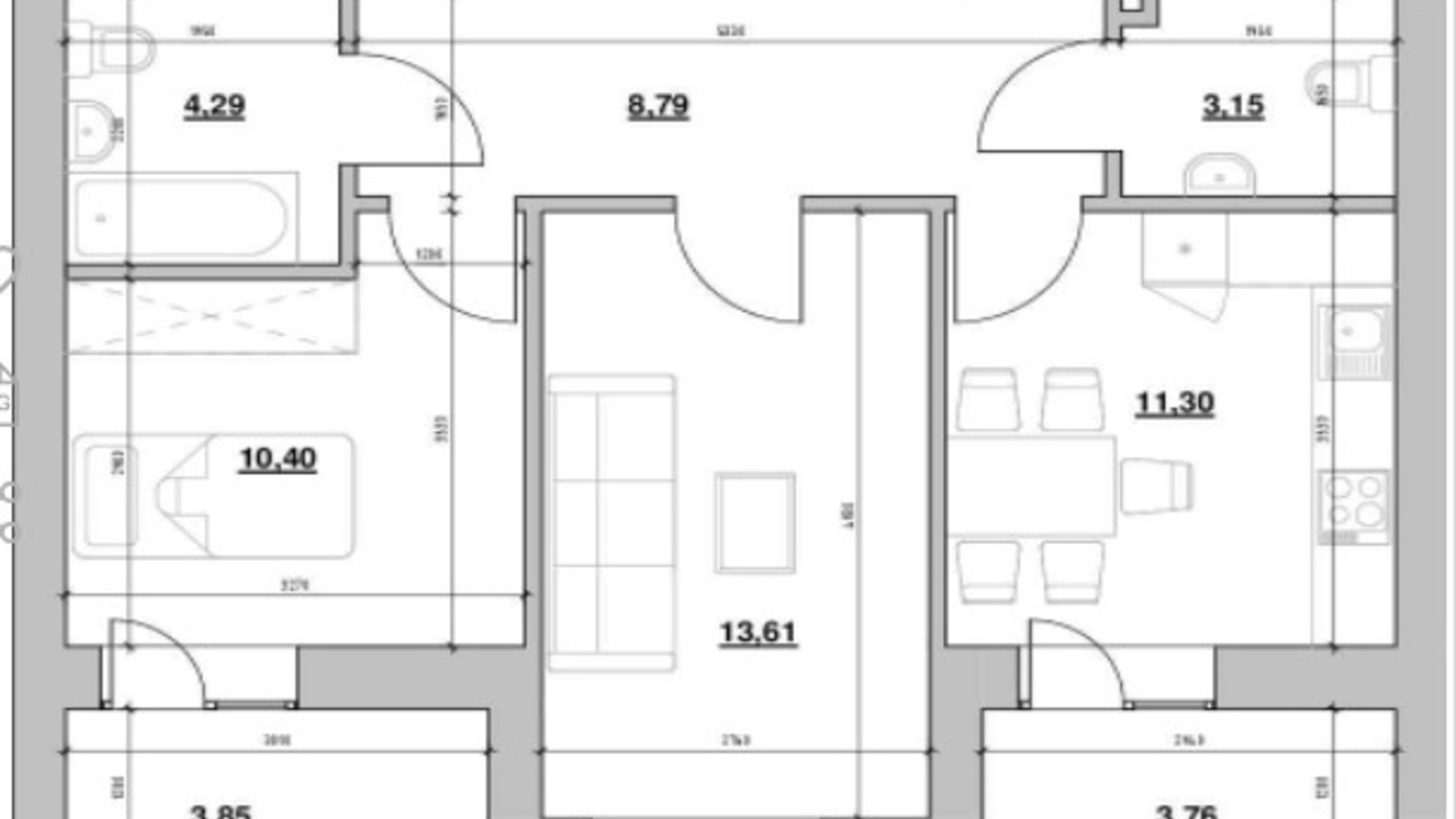 Планування 2-кімнатної квартири в ЖК Шенген 59.15 м², фото 408192