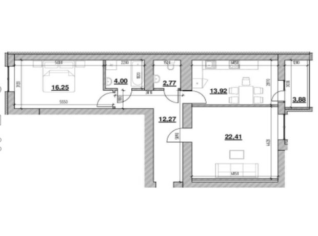 ЖК Шенген: планування 2-кімнатної квартири 76.22 м² ЖК Шенген: планування 2-кімнатної квартири 76.22 м²