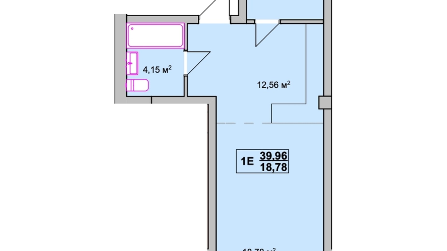 Планування 1-кімнатної квартири в ЖК Західний 39.95 м², фото 409391