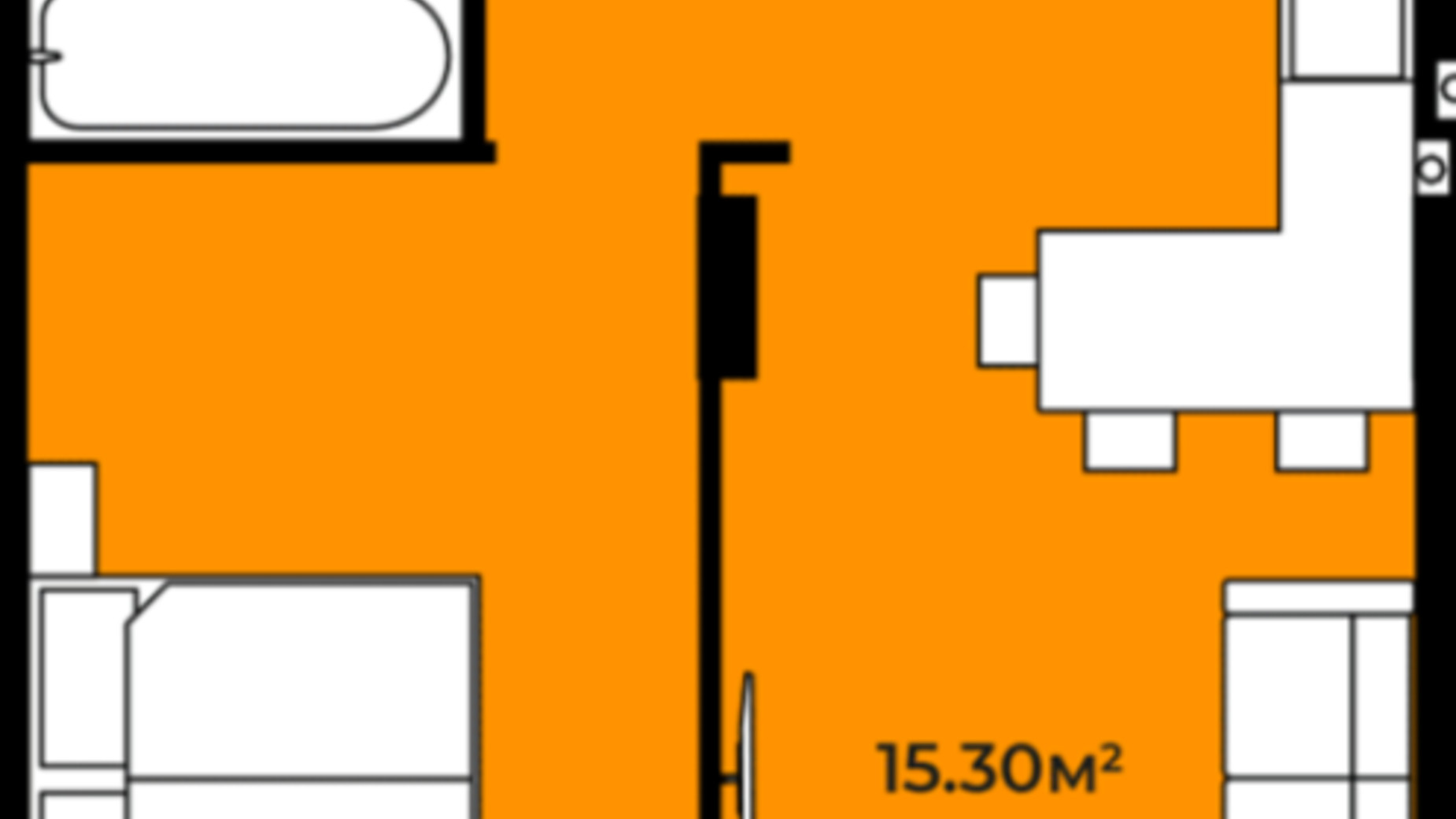 Планировка 1-комнатной квартиры в ЖК Continent Green 43.13 м², фото 409852