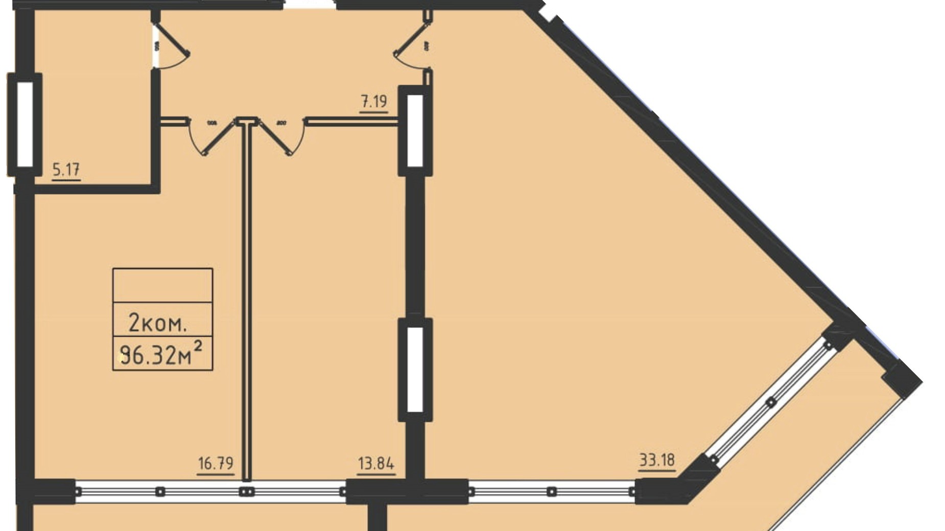 Планировка 2-комнатной квартиры в ЖК Avinion 97 м², фото 411075